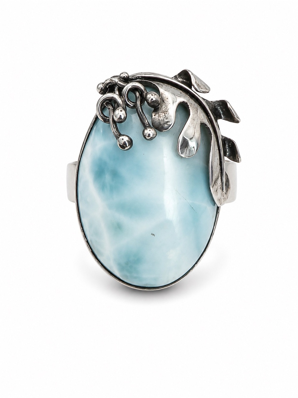 Larimar Vine Oval Ring (S925)